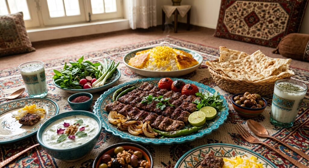 کباب تابهای مجلسی با گوشت چرخکرده و پیاز رنده شده